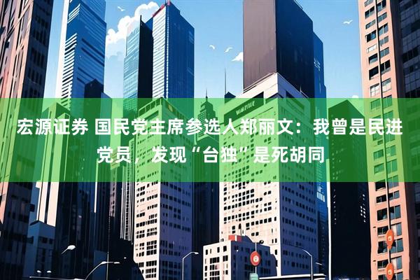 宏源证券 国民党主席参选人郑丽文：我曾是民进党员，发现“台独”是死胡同